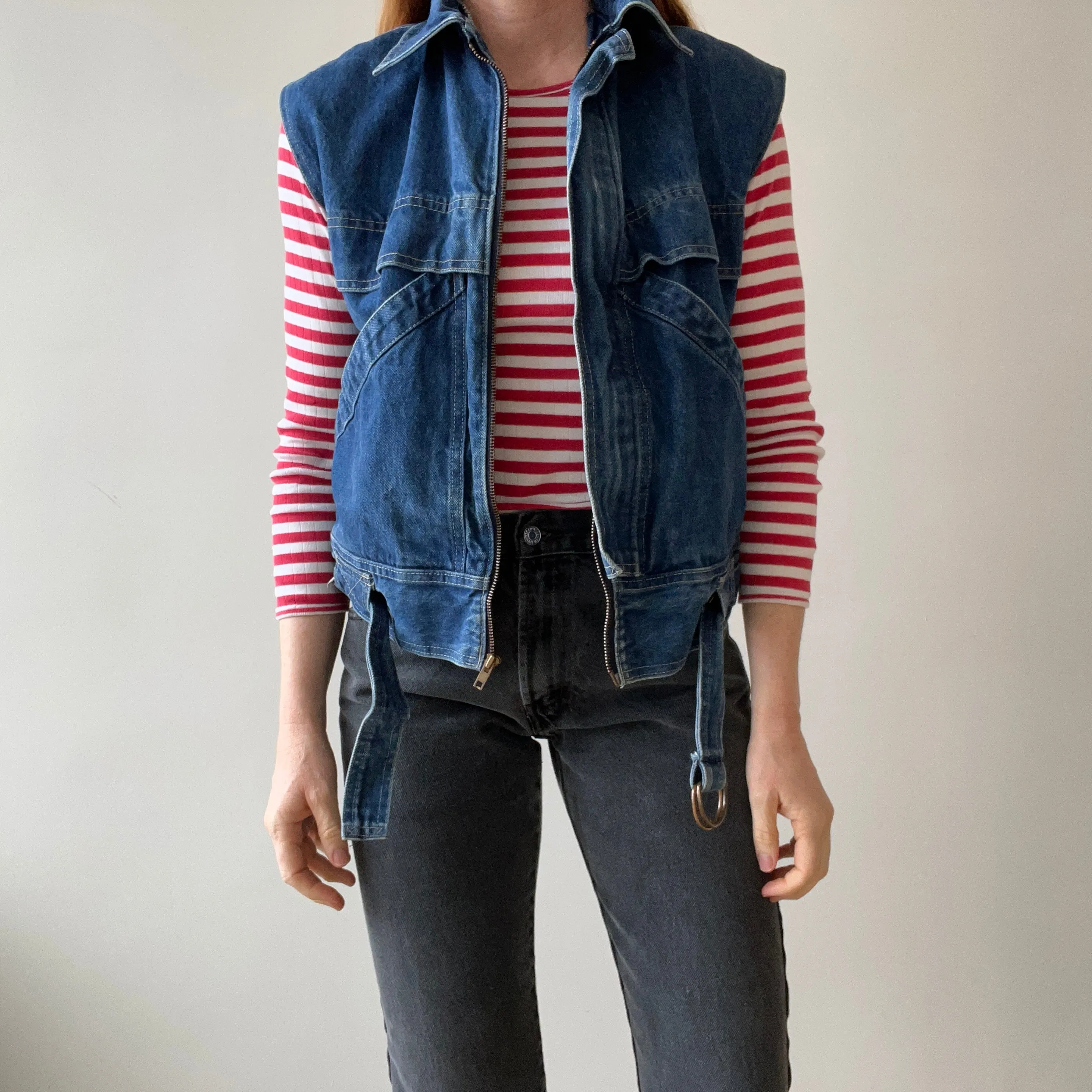 1980s Chic Belted Denim Vest - RAD