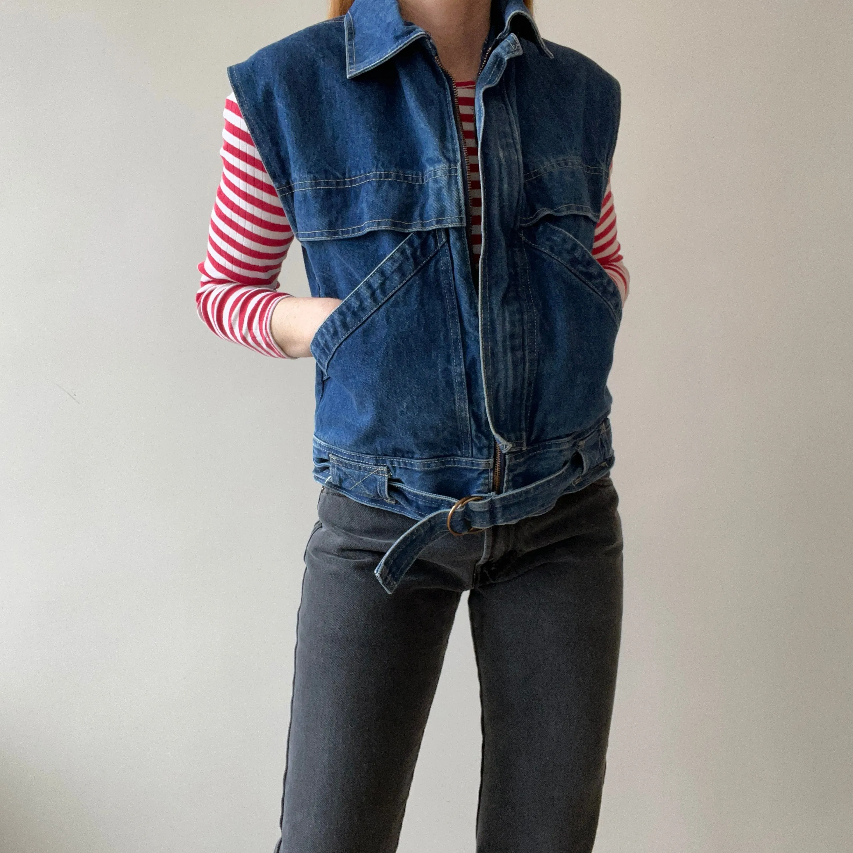 1980s Chic Belted Denim Vest - RAD