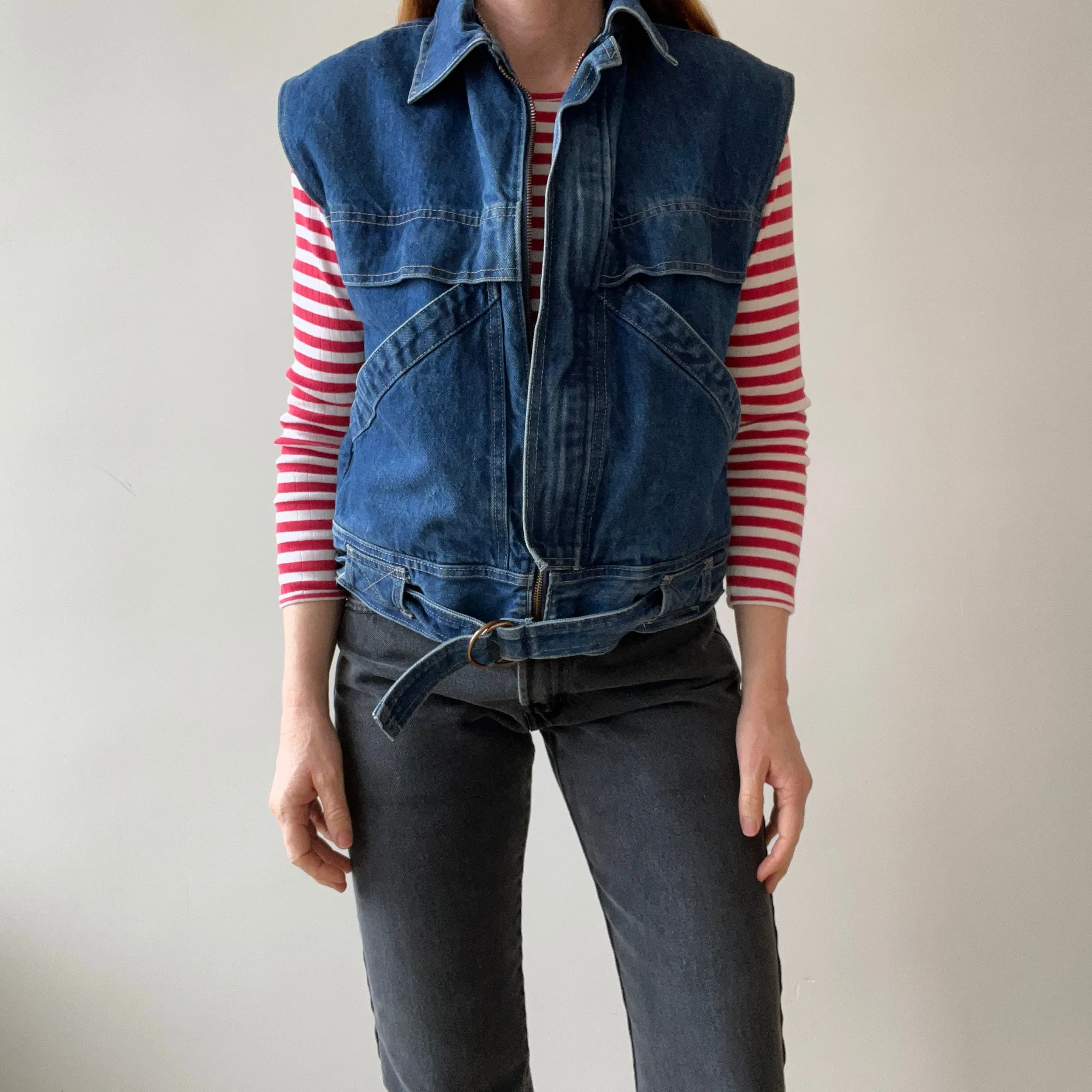 1980s Chic Belted Denim Vest - RAD