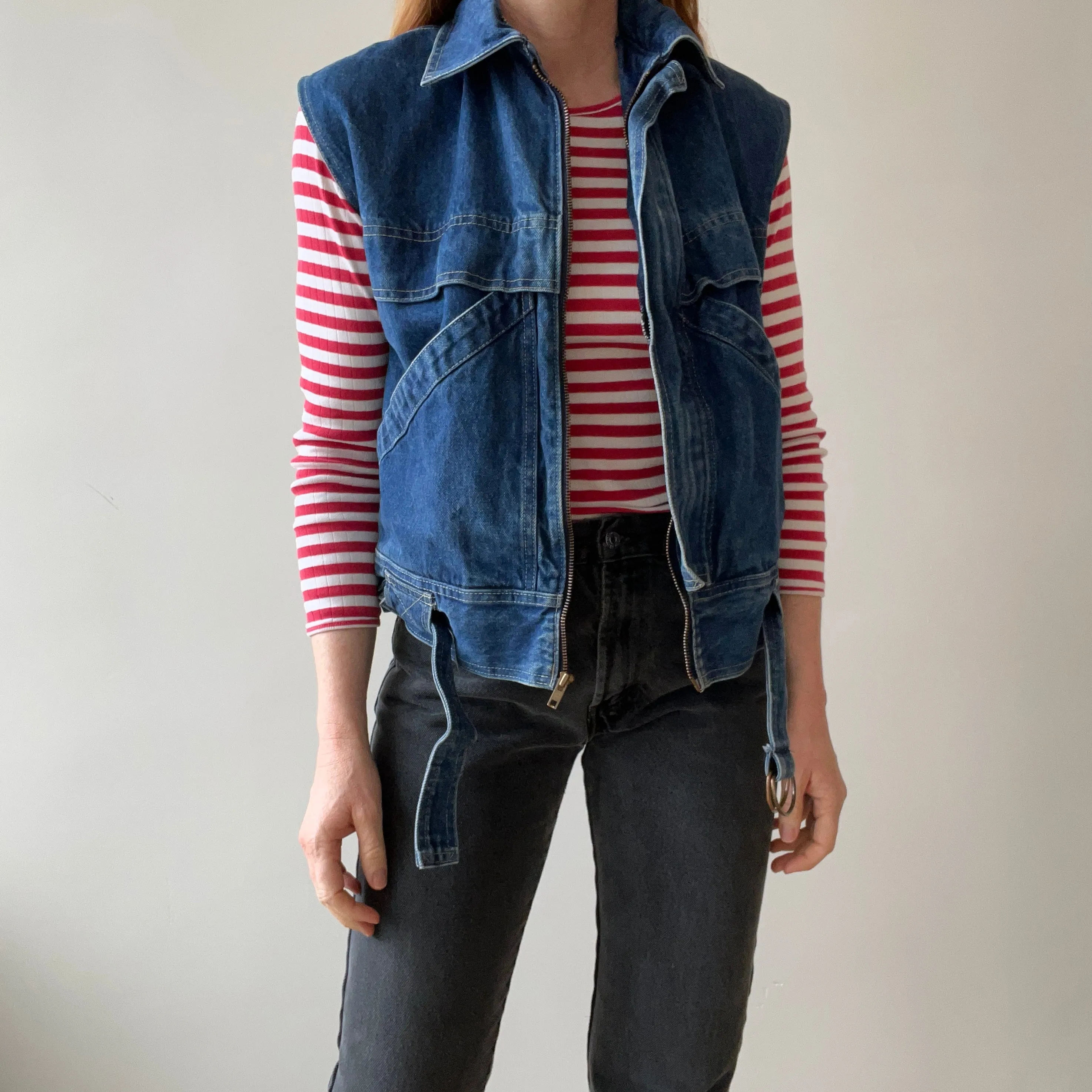1980s Chic Belted Denim Vest - RAD