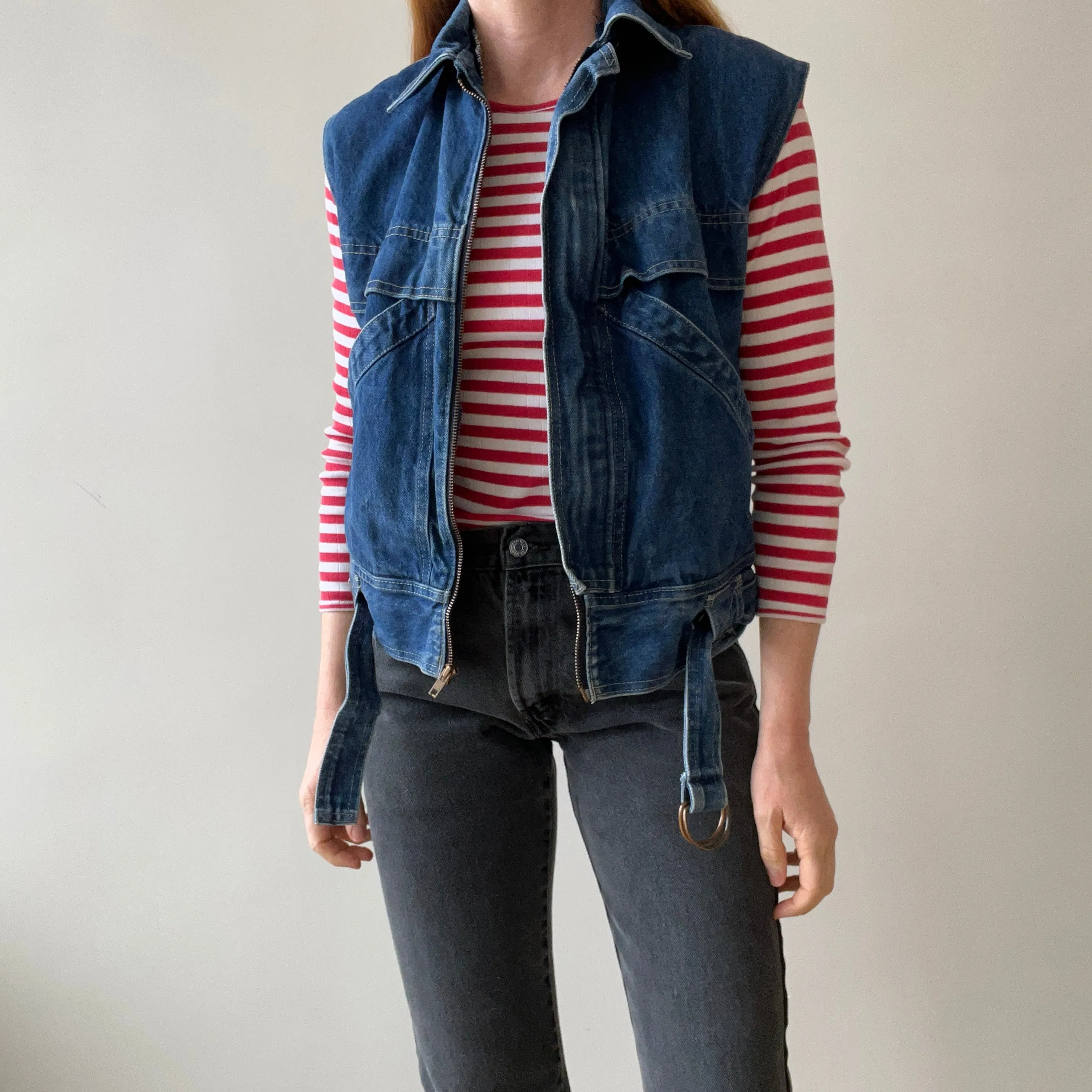 1980s Chic Belted Denim Vest - RAD