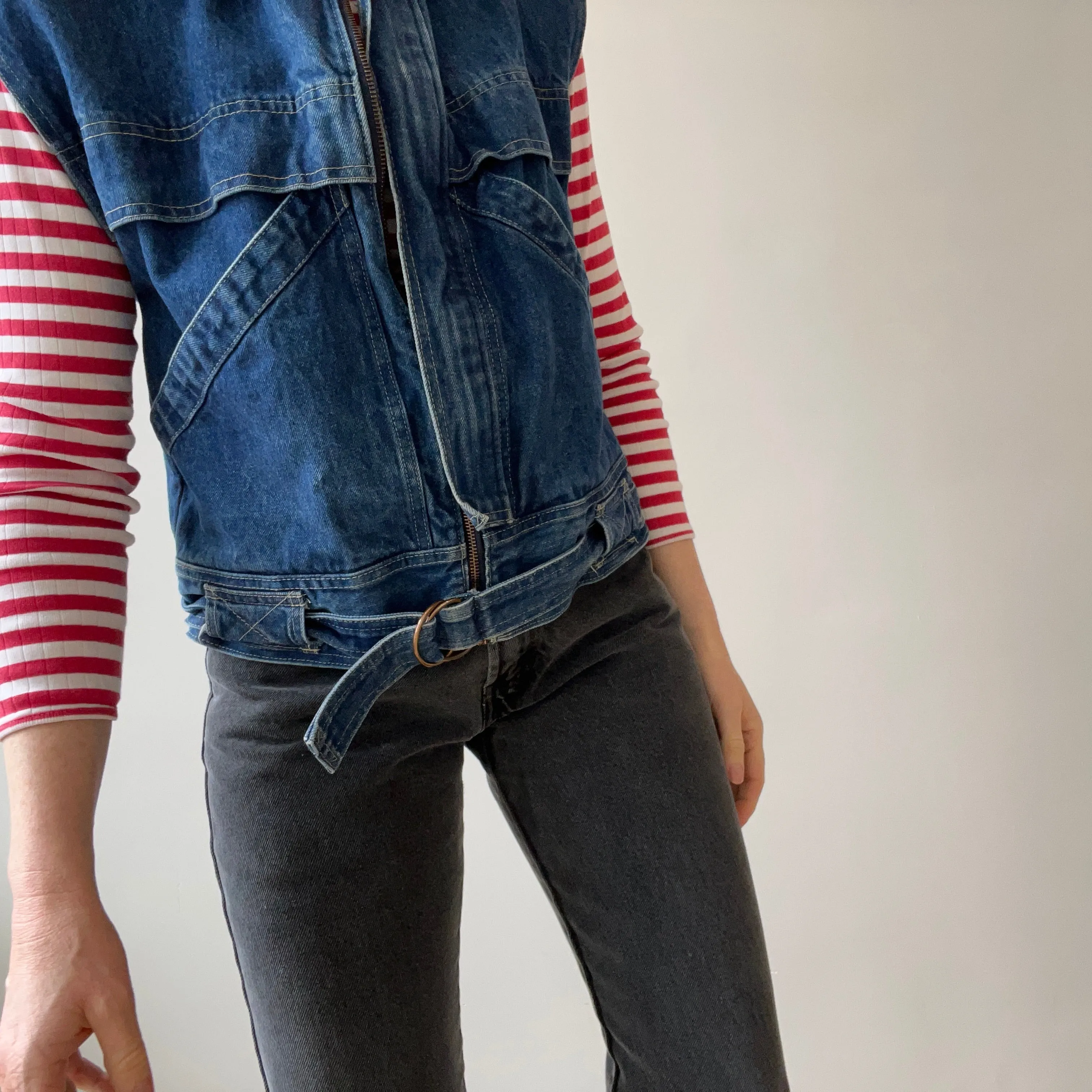 1980s Chic Belted Denim Vest - RAD