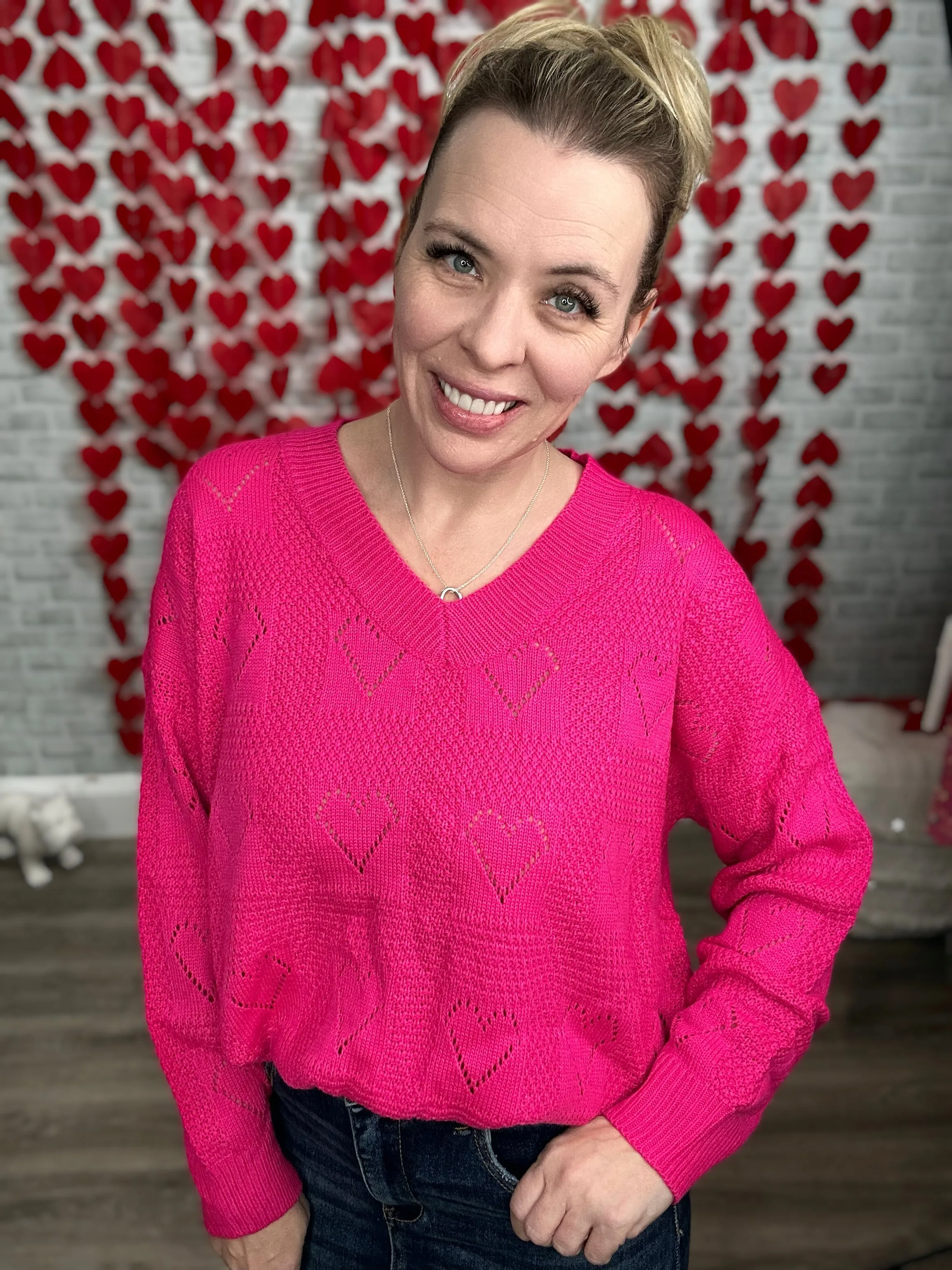 2 Colors: Be Mine Cut Out Heart Sweater by Jess Lea