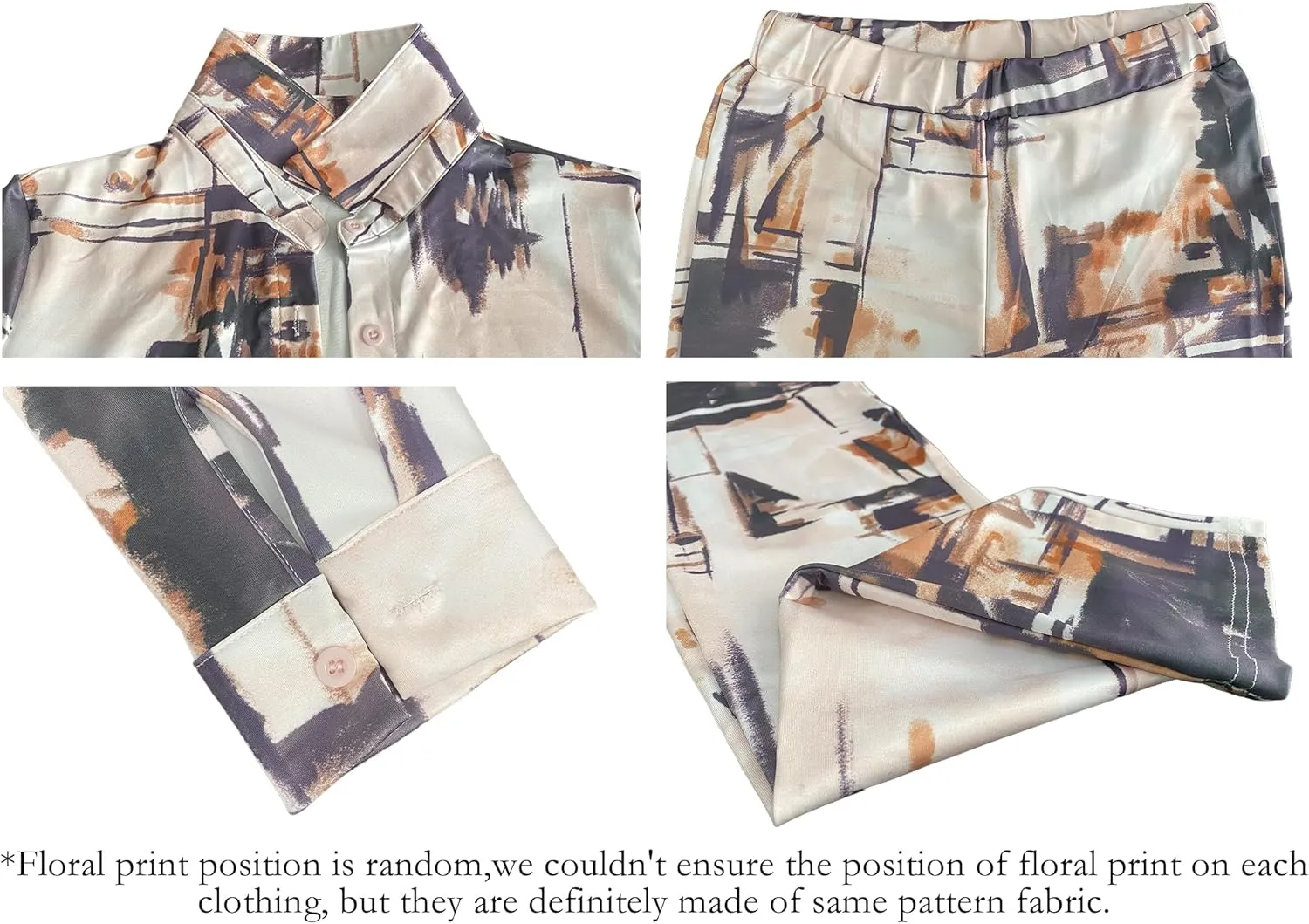 2 Piece Outfits for Women Sexy Bodycon Long Sleeve Crop Tops Long Pants Sets Floral Print Tracksuits