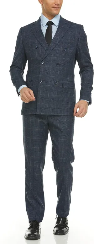 Adam Baker Men's Slim Fit Double Breasted 2-Piece (Jacket & Pants) Suit Set