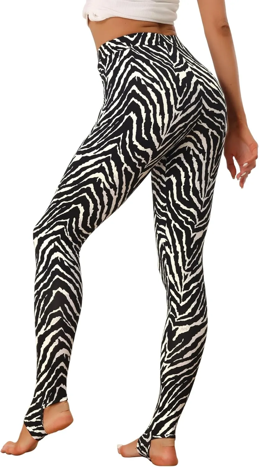 Allegra K Women's Leggings Printed High Waist Elastic Waistband Party Yoga Stirrup Pants
