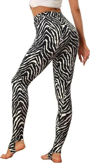 Allegra K Women's Leggings Printed High Waist Elastic Waistband Party Yoga Stirrup Pants