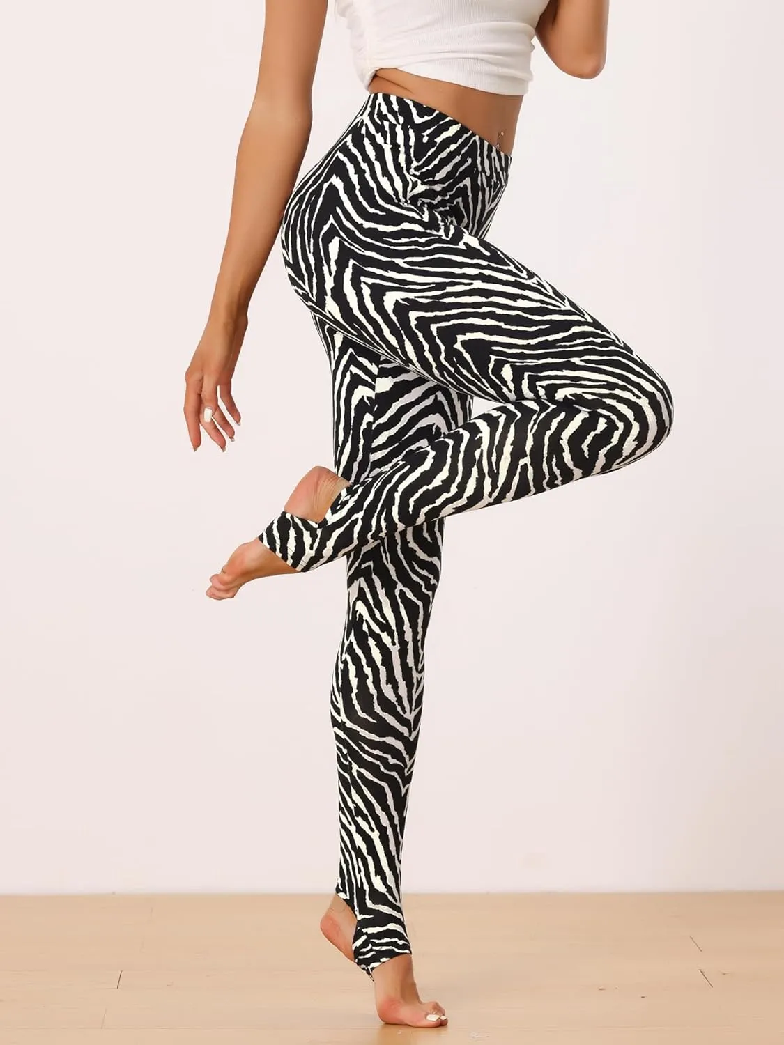 Allegra K Women's Leggings Printed High Waist Elastic Waistband Party Yoga Stirrup Pants