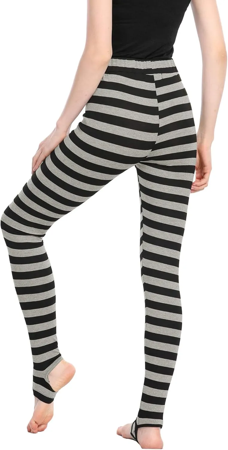 Allegra K Women's Leggings Printed High Waist Elastic Waistband Party Yoga Stirrup Pants