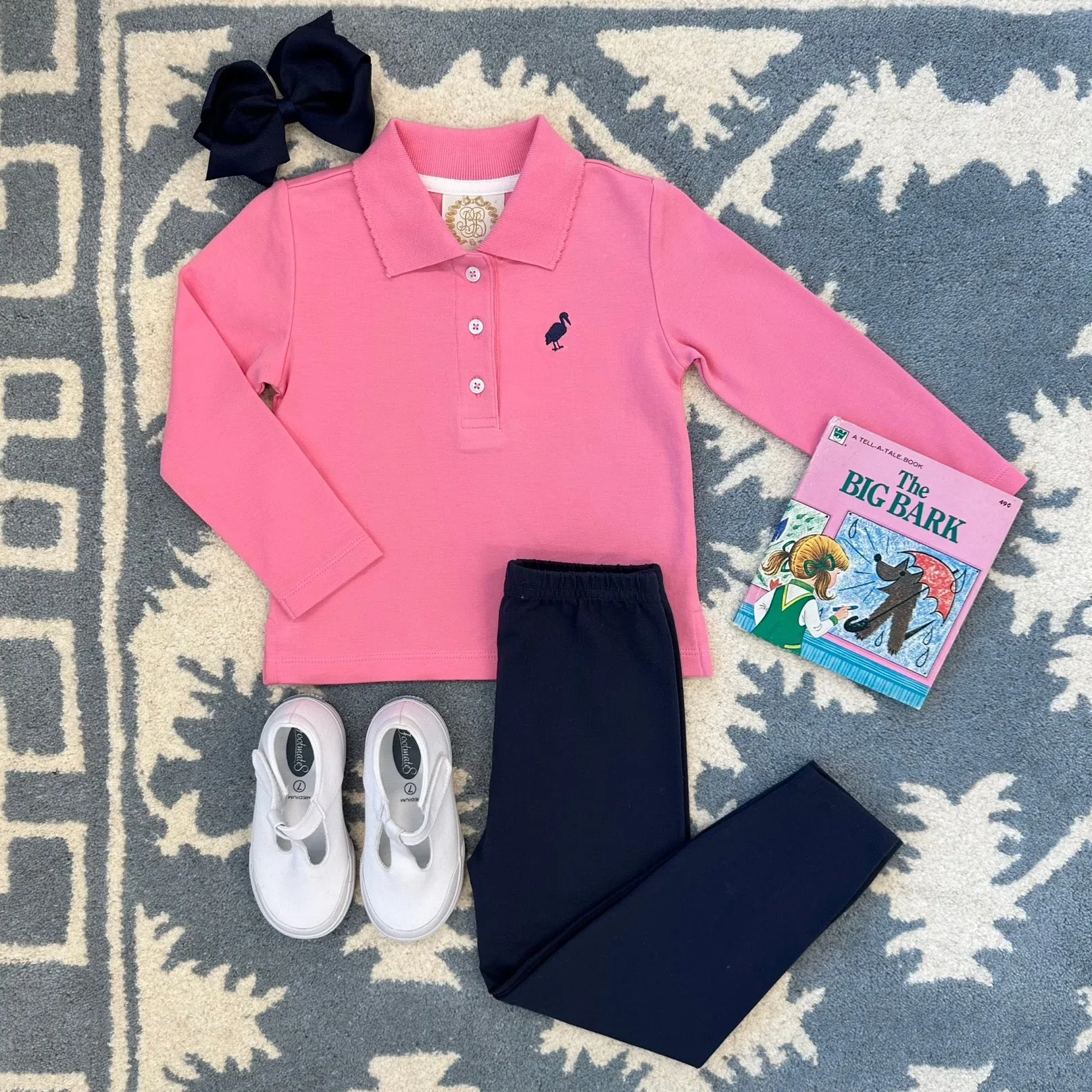 Anna Price Polo - Hamptons Hot Pink with Nantucket Navy Stork
