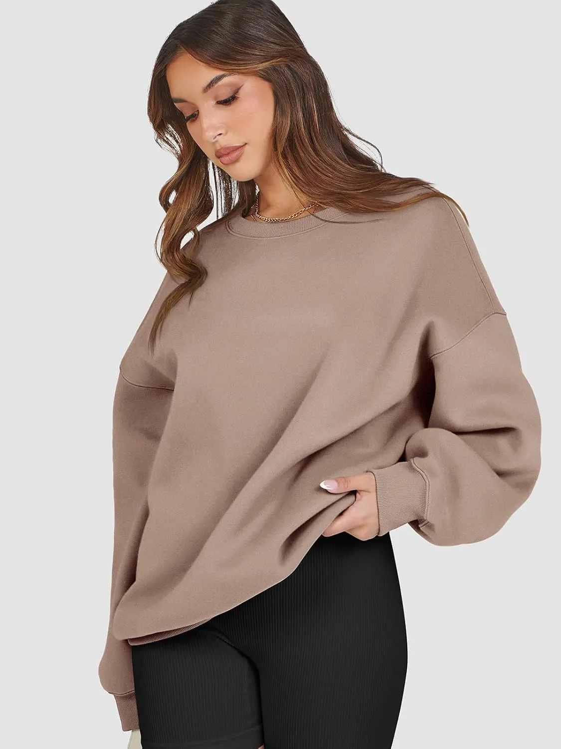 ATHMILE Oversized Sweatshirt for Women Crewneck Fleece Long Sleeve Pullover Hoodies Tops Fall Fashion Outfits Clothes 2025