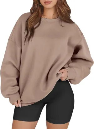 ATHMILE Oversized Sweatshirt for Women Crewneck Fleece Long Sleeve Pullover Hoodies Tops Fall Fashion Outfits Clothes 2025