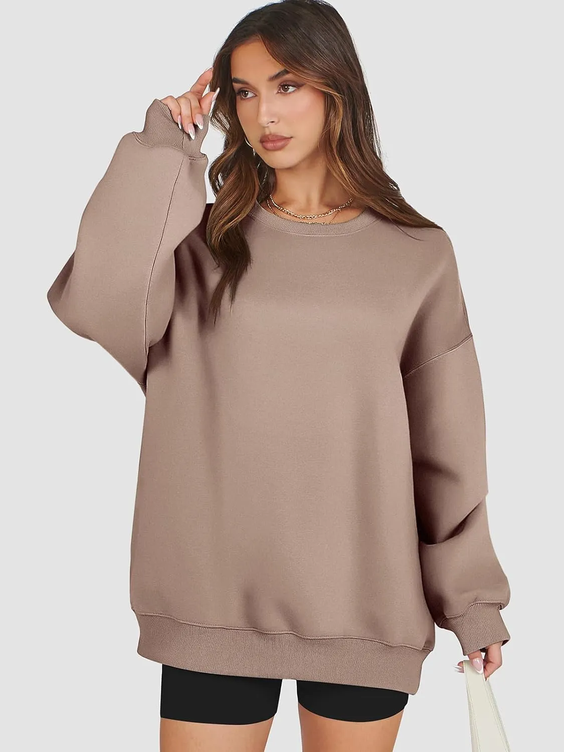 ATHMILE Oversized Sweatshirt for Women Crewneck Fleece Long Sleeve Pullover Hoodies Tops Fall Fashion Outfits Clothes 2025