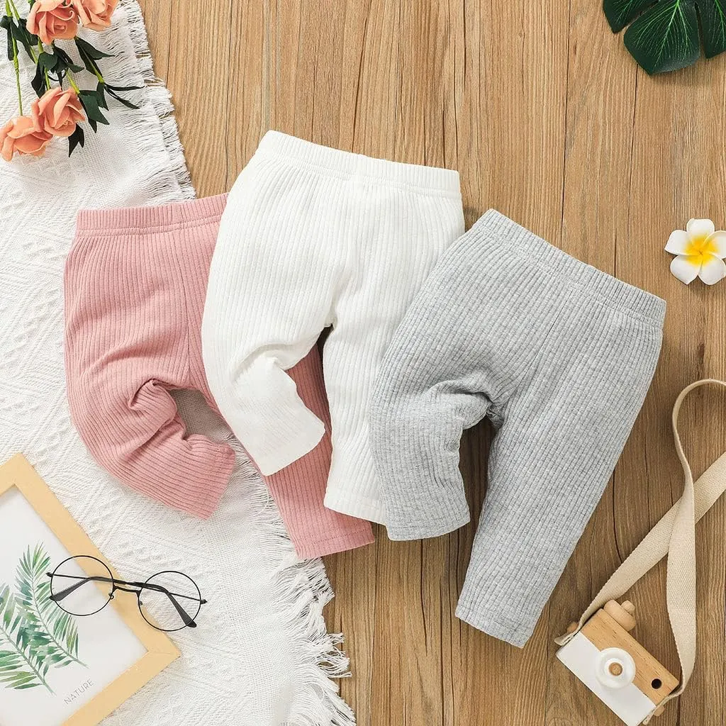 Baby Girl Infant 3 Pack Solid Pants and Casual Leggings