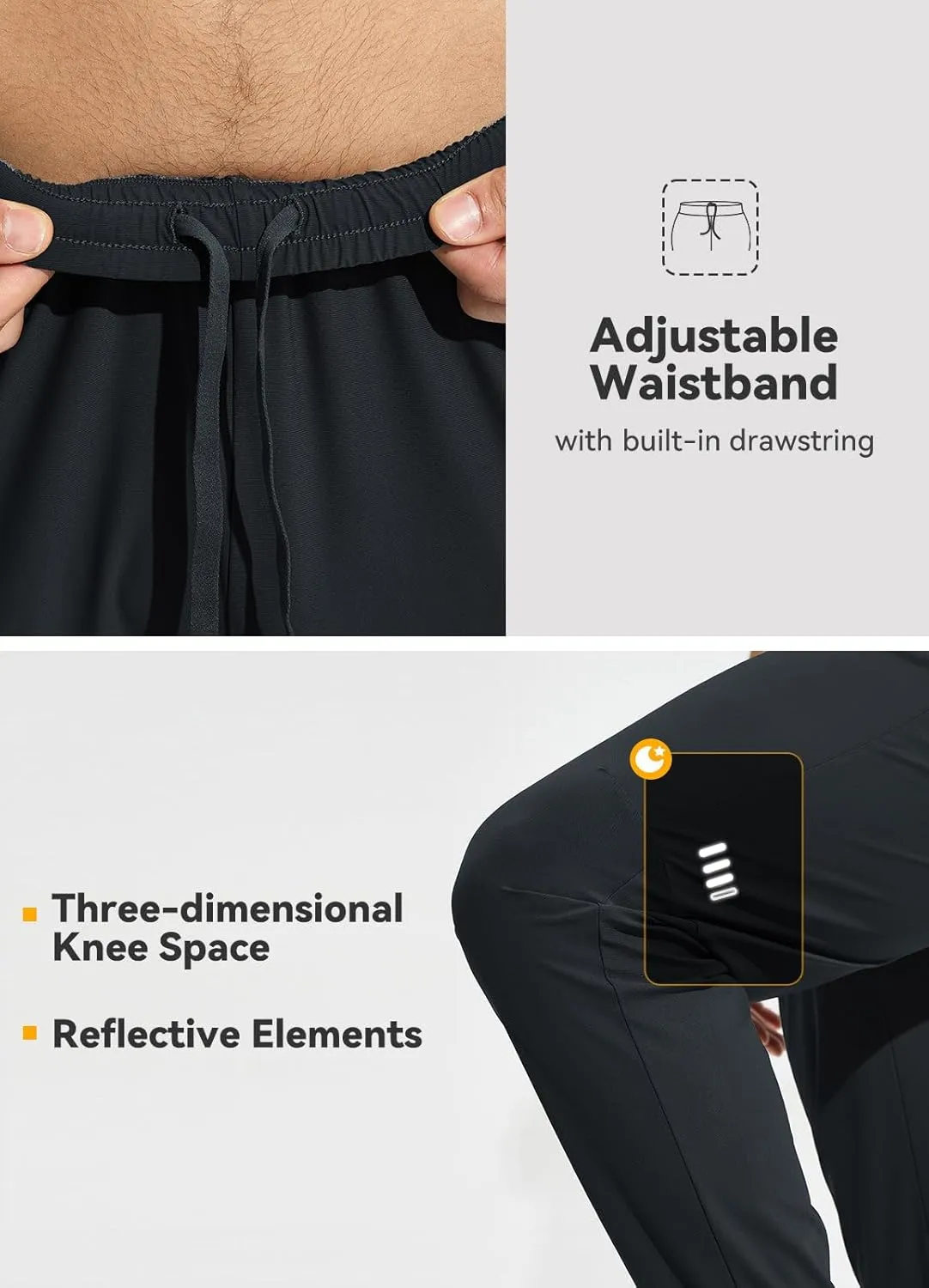 baleaf Men's Joggers Pants Athletic Workout Track Running Gym Lightweight Quick Dry Tapered Jogger Zipper Pockets