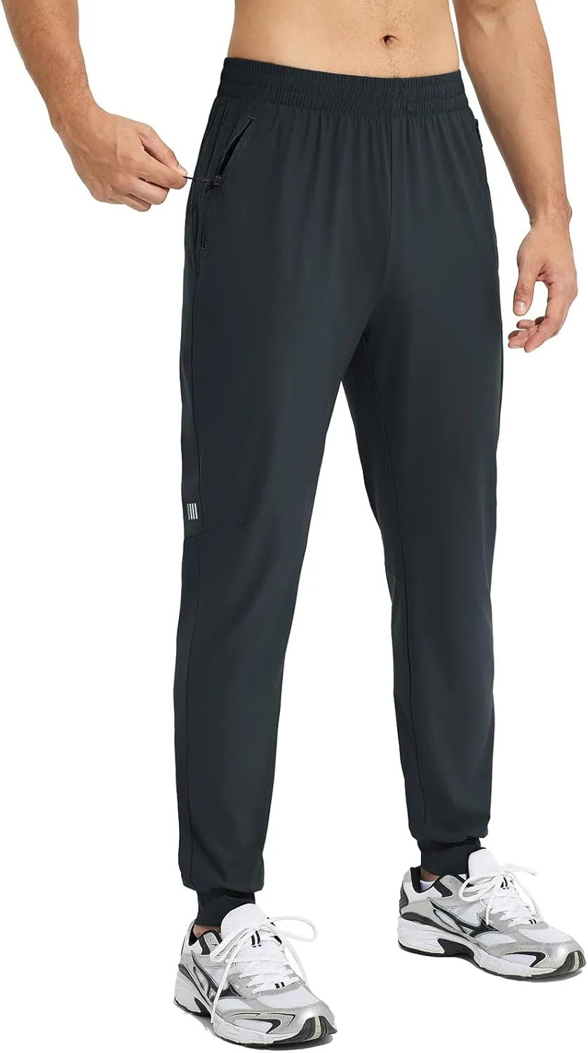 baleaf Men's Joggers Pants Athletic Workout Track Running Gym Lightweight Quick Dry Tapered Jogger Zipper Pockets