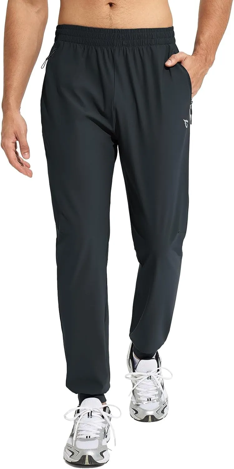 baleaf Men's Joggers Pants Athletic Workout Track Running Gym Lightweight Quick Dry Tapered Jogger Zipper Pockets