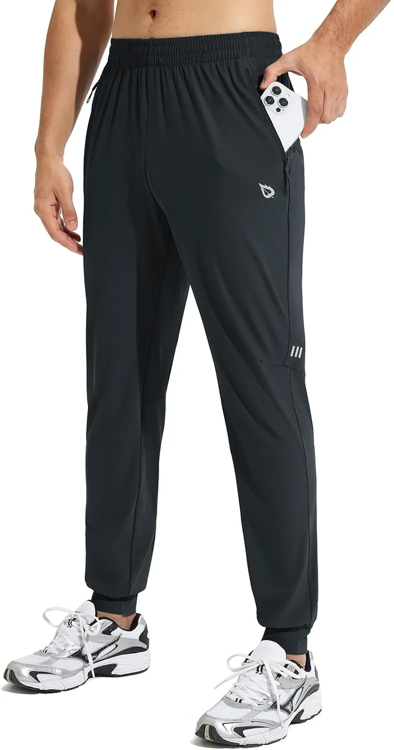 baleaf Men's Joggers Pants Athletic Workout Track Running Gym Lightweight Quick Dry Tapered Jogger Zipper Pockets