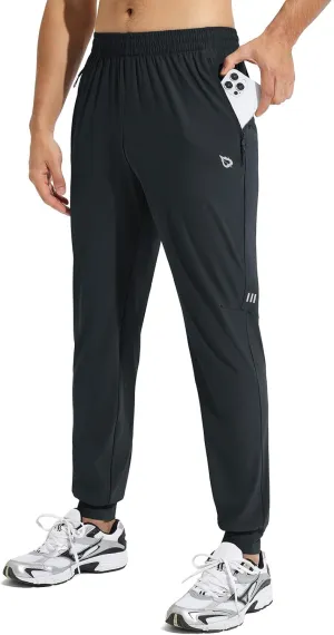 baleaf Men's Joggers Pants Athletic Workout Track Running Gym Lightweight Quick Dry Tapered Jogger Zipper Pockets