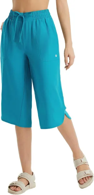 baleaf Women's Capri Pants Wide Leg Plus Size UPF50  Lightweight Quick Dry Pants Casual Loose Sweatpants Hiking Walking