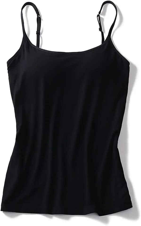 Basic Padded Camisole with Adjustable Spaghetti Strap Plus Size Undershirt Women's Tunic Cami Top, 2XL Black