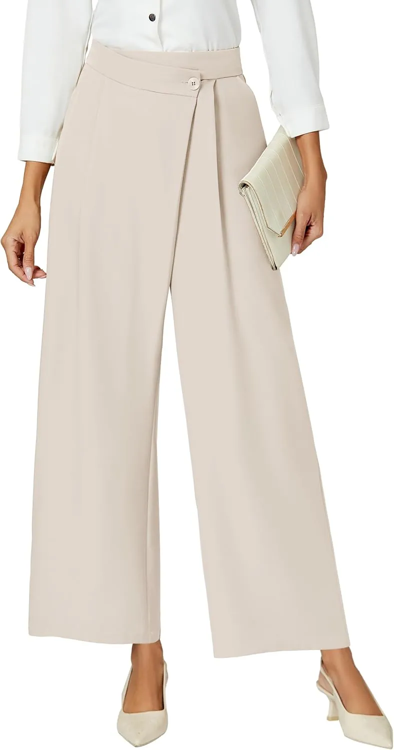 Blooming Jelly Women Wide Leg Dress Pants High Waisted Work Pant with Pocket Business Casual Outfits 2025