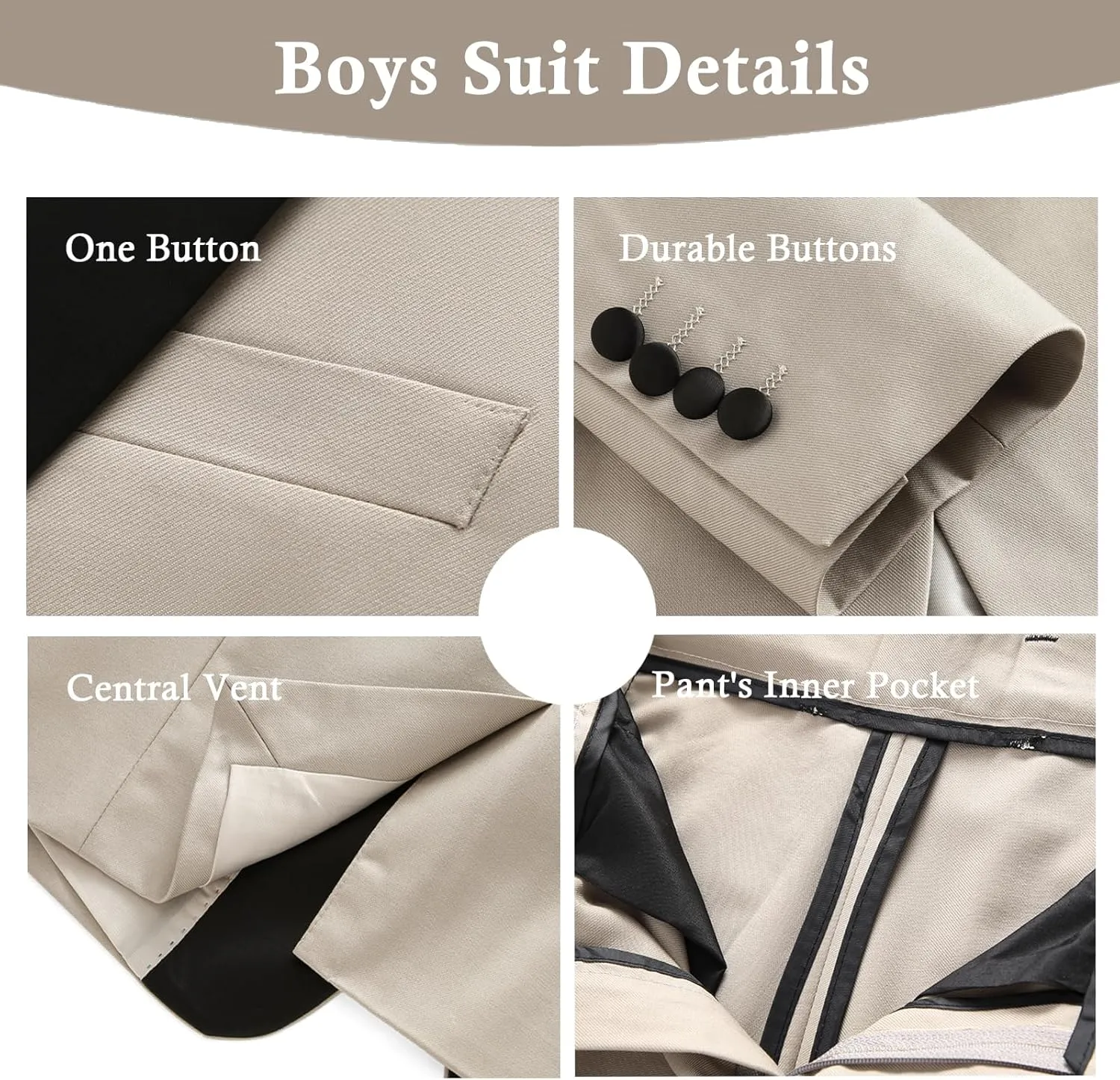 Boys Slim Fit Suits Formal Tuxedo 4 Piece Kids Dresswear Outfits with Vest Pants Jacket Bowtie Sets for Weddding