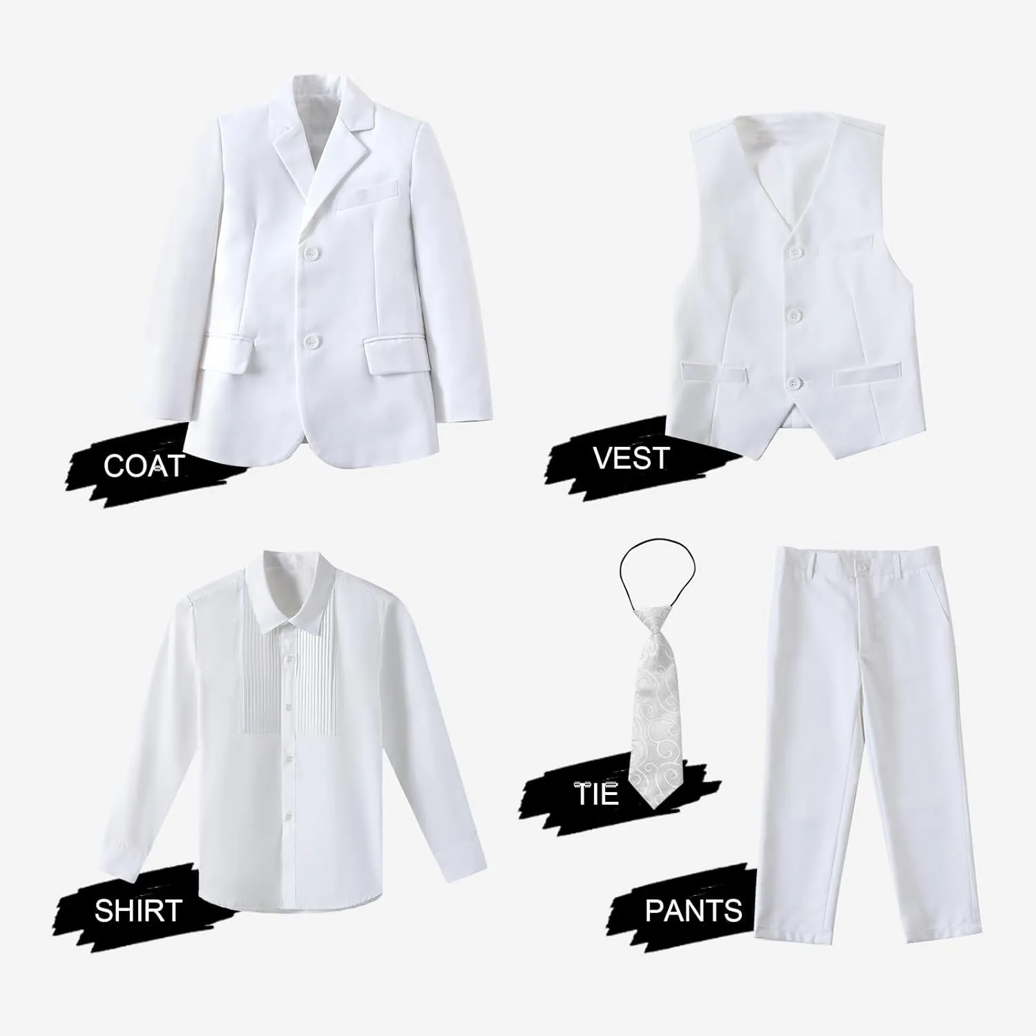 Boys Suit Slim Fit 5 Piece for Kids Toddler Suit Wedding Outfit for Teenage Boys Formal Tuxedo Set