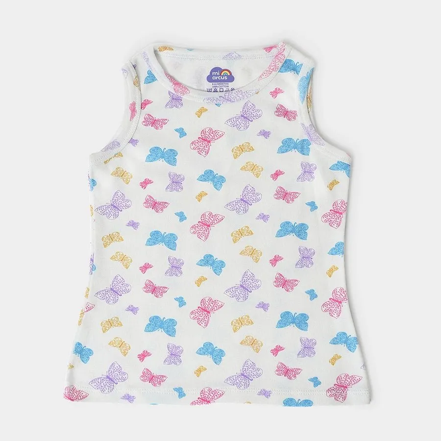 Buddy Girls Printed Vest- Pack of 3