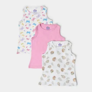 Buddy Girls Printed Vest- Pack of 3