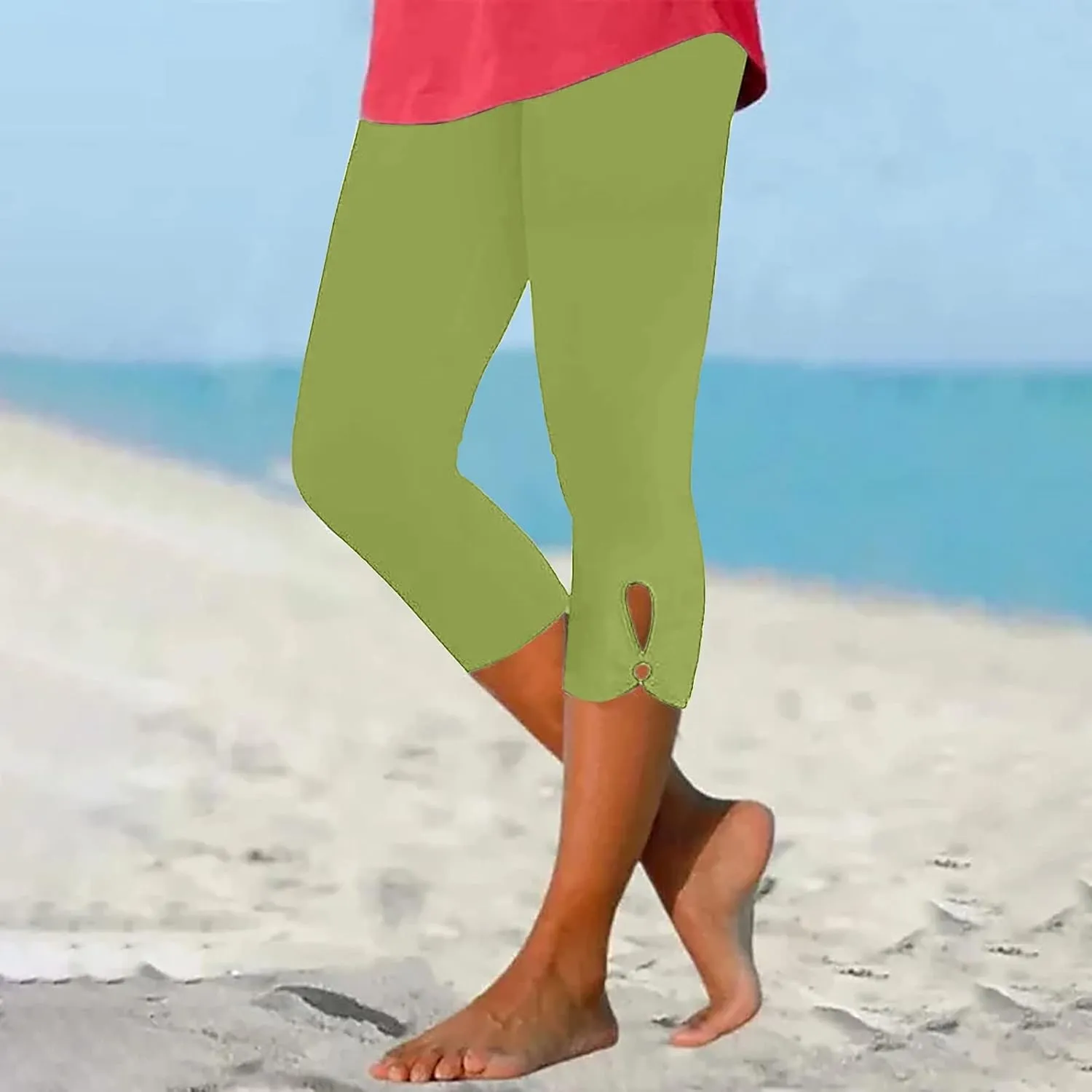 Capri Pants for Women Summer Dressy Comfy Stretchy Leggings Cropped High Waist Yoga Pants Workout Compression Pants