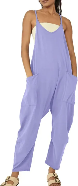 CHARTOU Women Baggy Sleeveless Slip Jumpsuit Loose Long Romper Harem Pants Overalls Dungaree Outfit Pocket