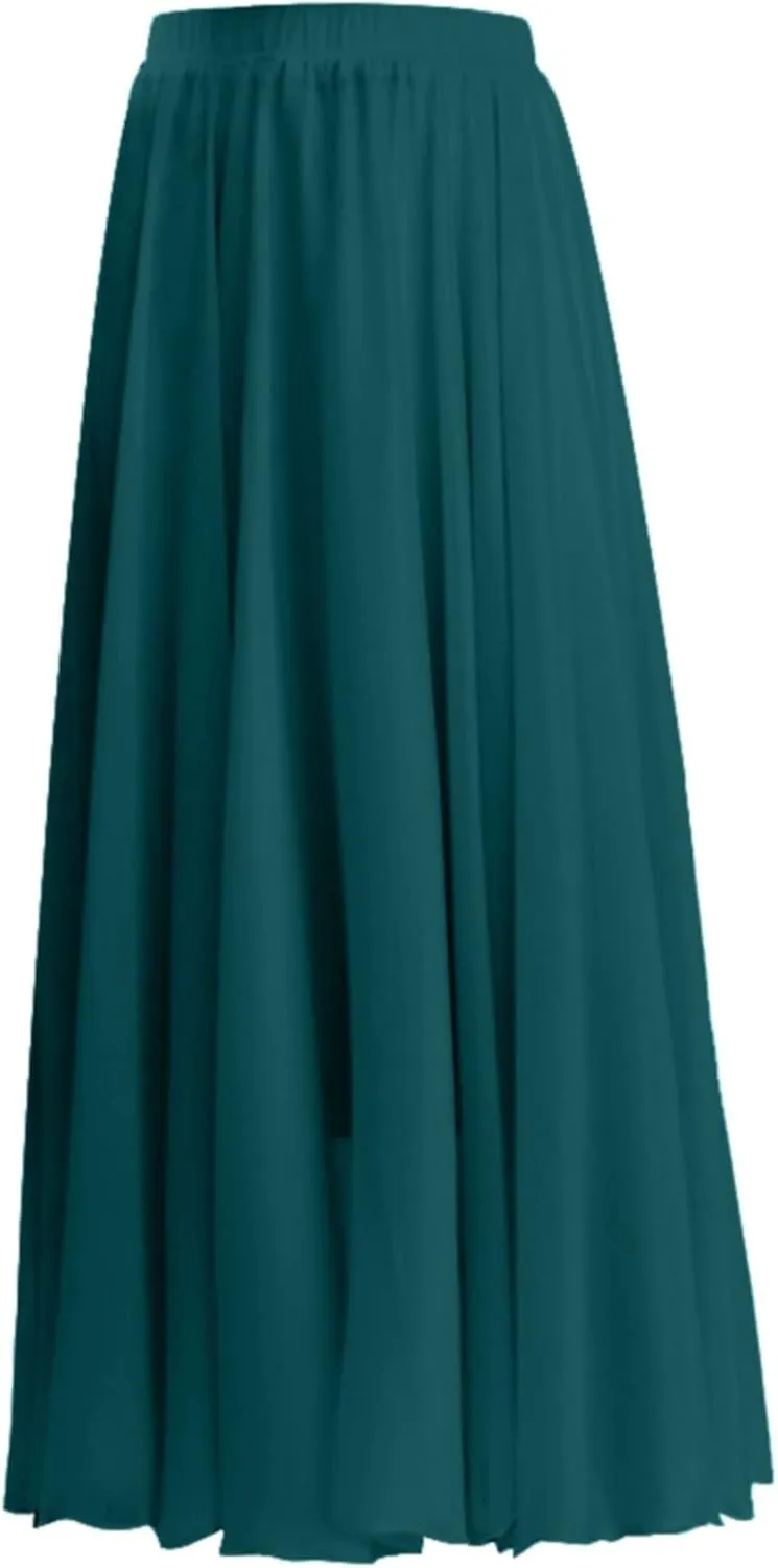Chiffon Maxi Skirt for Women Summer Flowy Long Skirts Floor Length High Waisted Pleated Skirt Vintage Tea Party Dresses 2025