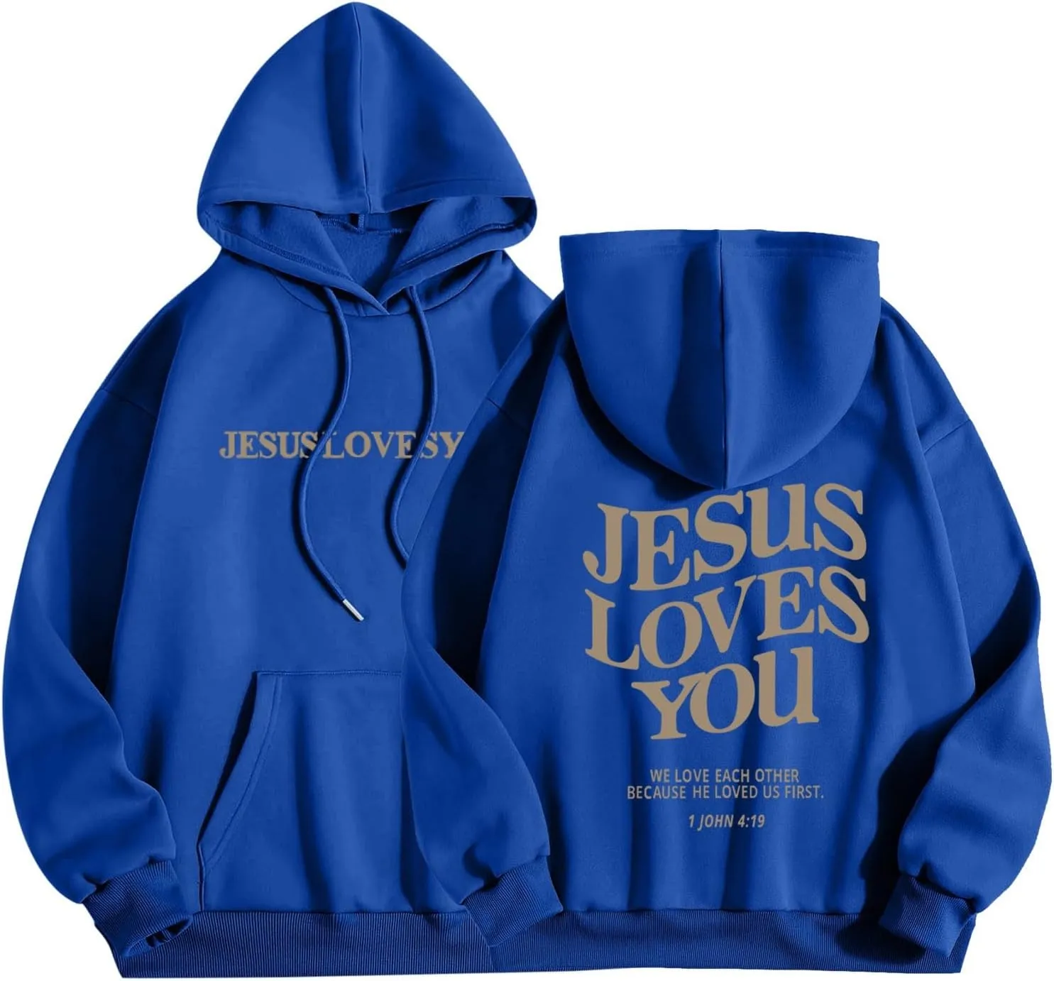 Christian Hoodies Women Men Jesus Loves You Letter Graphic Sweatshirt Casual Long Sleeve Oversized Y2k Pullover Tops