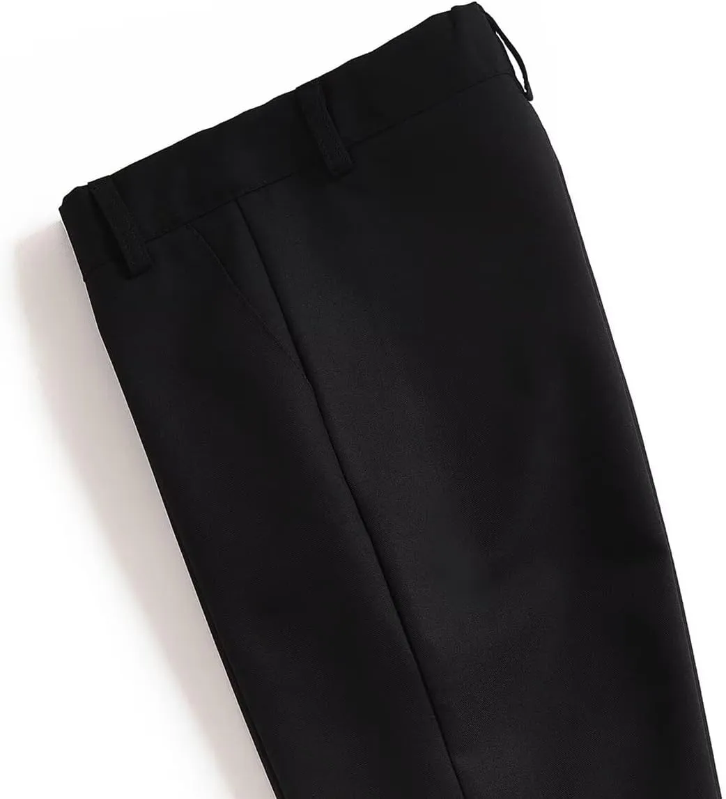DHTS Boys Dress Pants (Size 2-20 Years) Slim Fit Uniform Pants for Toddler & Teens