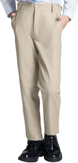 DHTS Boys Dress Pants (Size 2-20 Years) Slim Fit Uniform Pants for Toddler & Teens
