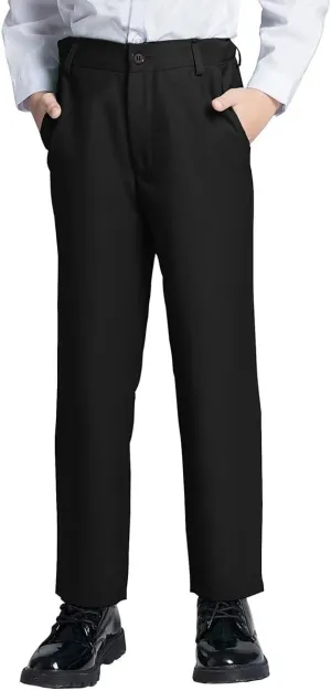 DHTS Boys Dress Pants (Size 2-20 Years) Slim Fit Uniform Pants for Toddler & Teens