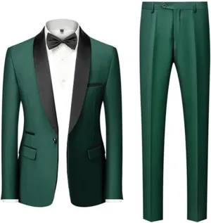 Dninmim Men's Two-Piece Suit (Jacket Pants) Business Wedding White Slim Fit Costume