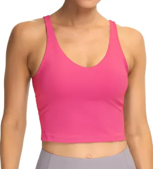Dragon Fit Sports Bra for Women Longline Padded Bra Yoga Crop Tank Tops Fitness Workout Running Top