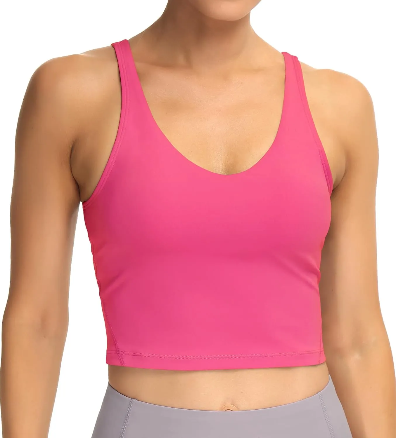 Dragon Fit Sports Bra for Women Longline Padded Bra Yoga Crop Tank Tops Fitness Workout Running Top
