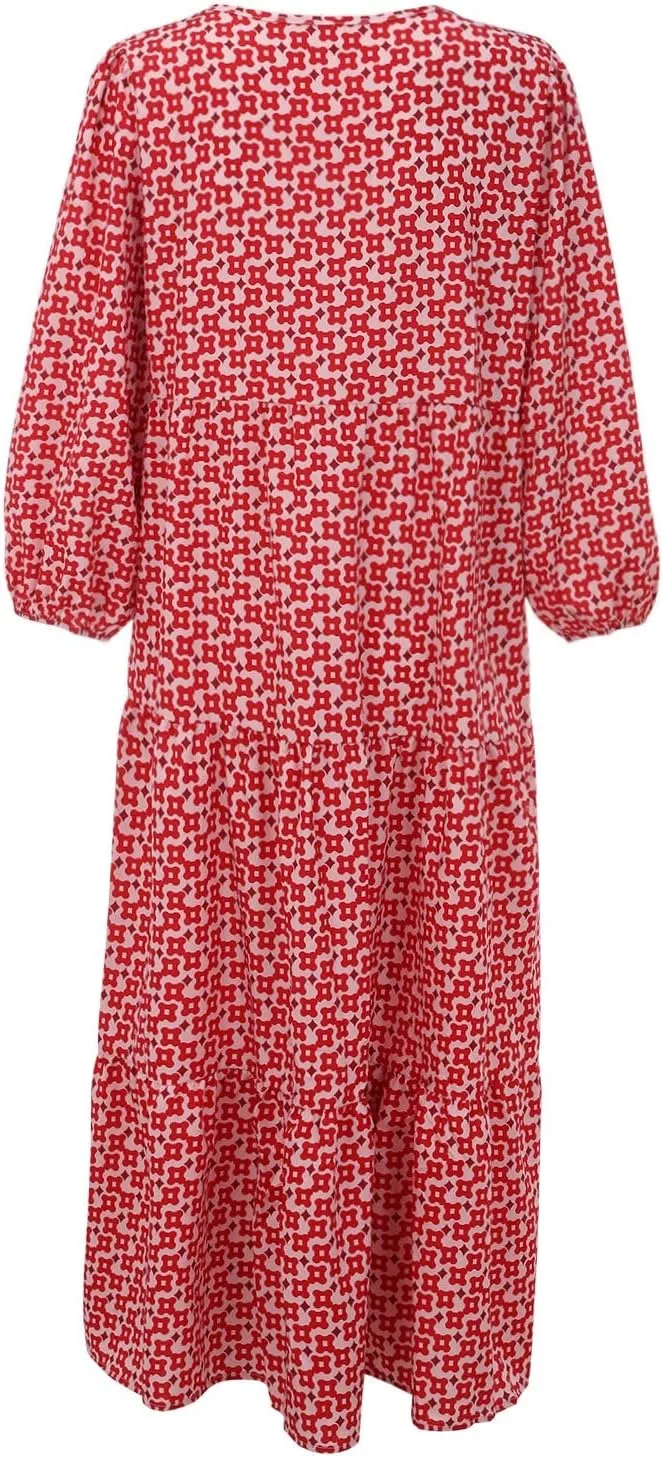 Eduavar Summer Dresses for Women 2024, Maxi Dress for Women Summer Boho Flowy Long Dress Short Sleeve Loose Fit Dress