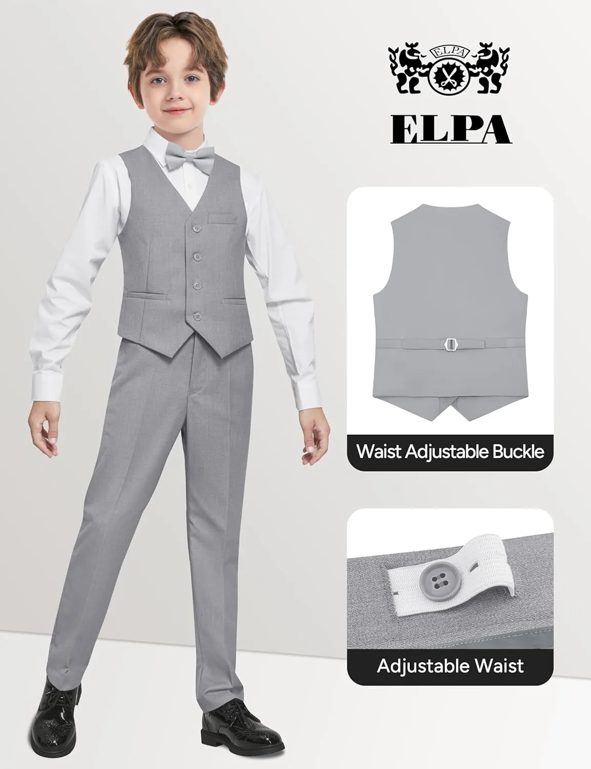 ELPA ELPA Boys' Formal Suit Set, with Suspenders, Adjustable Waist, from Toddlers to Teen