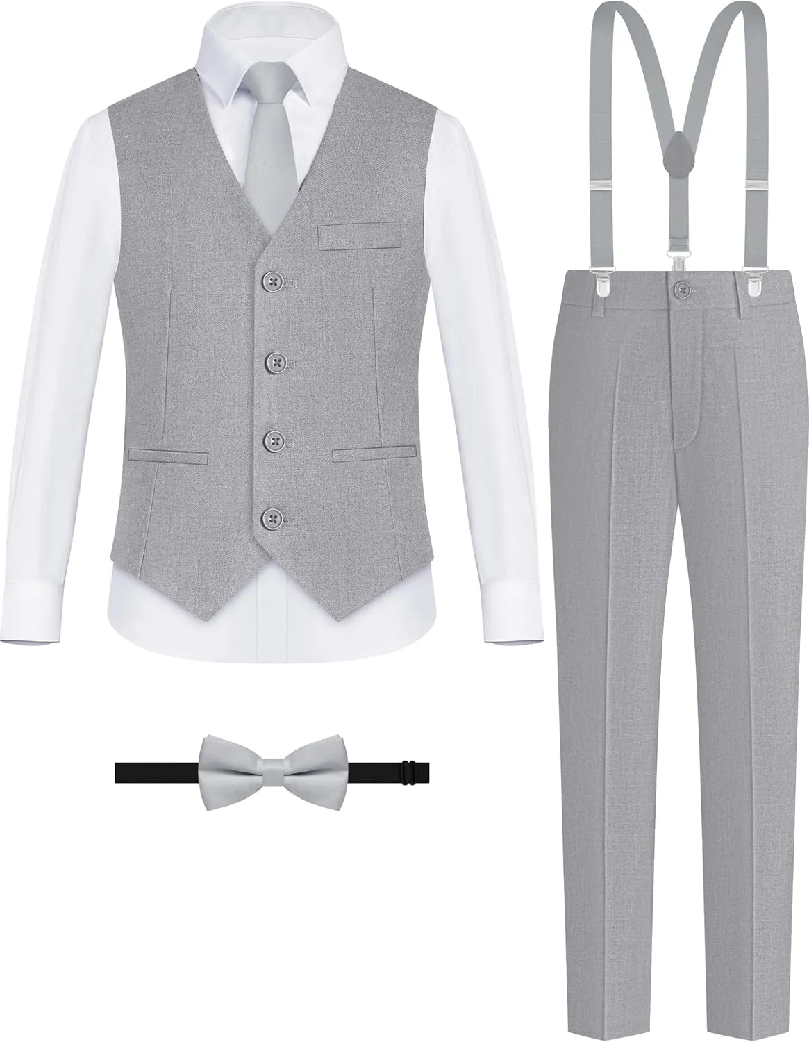ELPA ELPA Boys' Formal Suit Set, with Suspenders, Adjustable Waist, from Toddlers to Teen