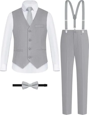 ELPA ELPA Boys' Formal Suit Set, with Suspenders, Adjustable Waist, from Toddlers to Teen
