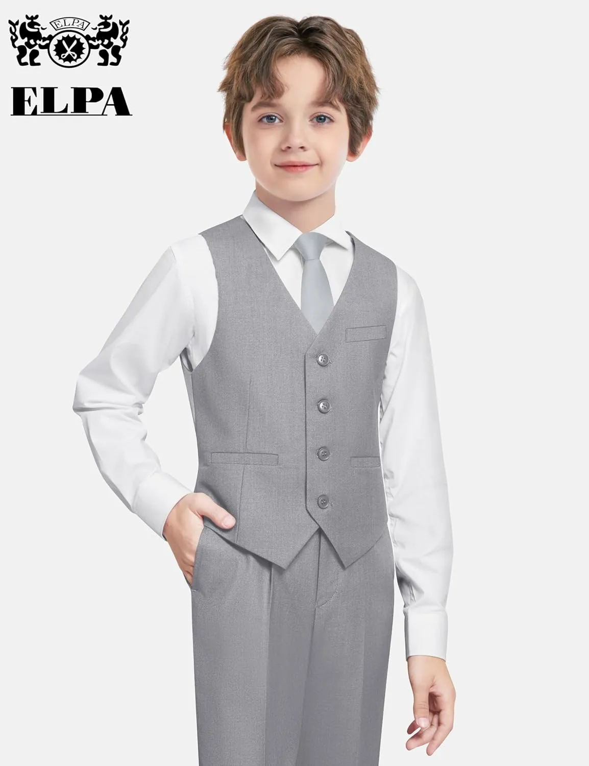 ELPA ELPA Boys' Formal Suit Set, with Suspenders, Adjustable Waist, from Toddlers to Teen