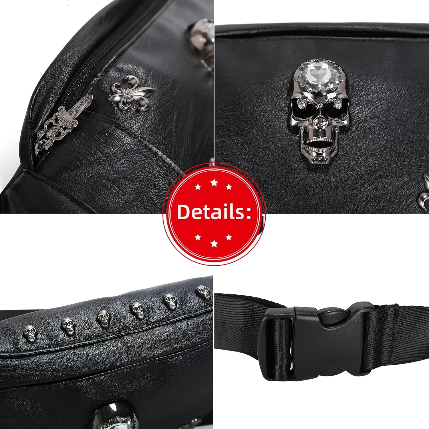 Fanny Pack Waist Bag Multifunction Genuine Leather Hip Bum Bag Travel Pouch for Men and Women,Sturdy Zippers Ideal for Hiking Running And Cycling (Color 5)