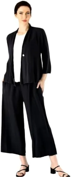 FENINI Linen Flat Front Crop Pants.