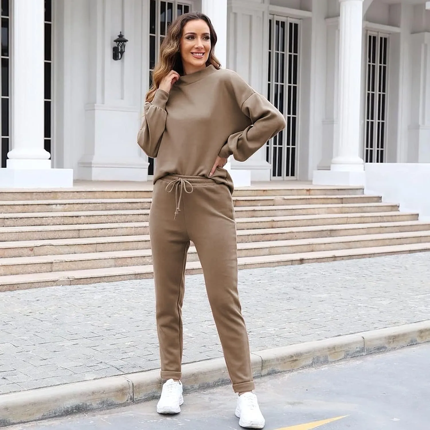 Fixmatti Women's 2 Piece Outfits Long Sleeve Pullover Sweatshirt Jogger Pants Sweatsuit