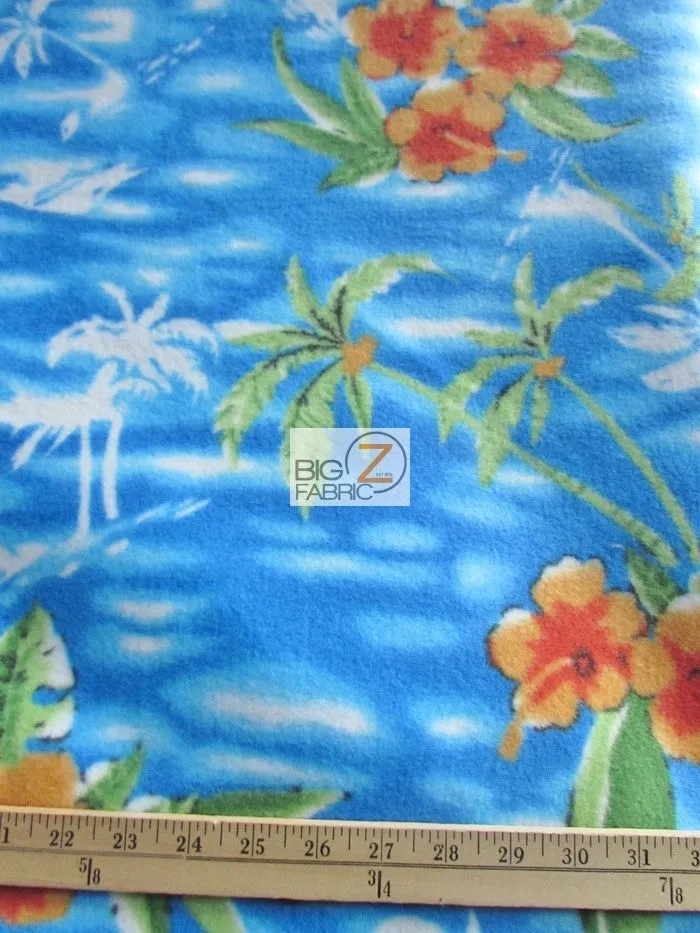 Fleece Printed Fabric / Island Palm Trees / Sold By The Yard
