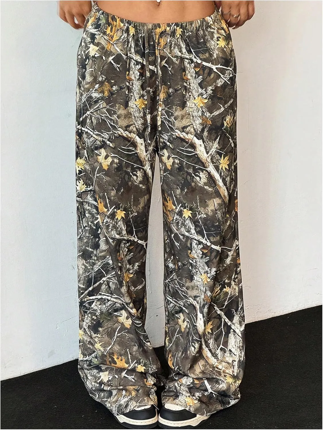 Floerns Girl's Camouflage Baggy Wide Leg Hunting Pants Drawstring Camo Pant